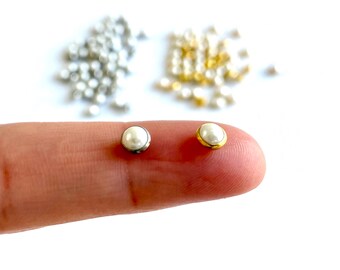 Miniature Pearl buttons 4mm or 5mm metal buttons BJD DIY doll making clothes
