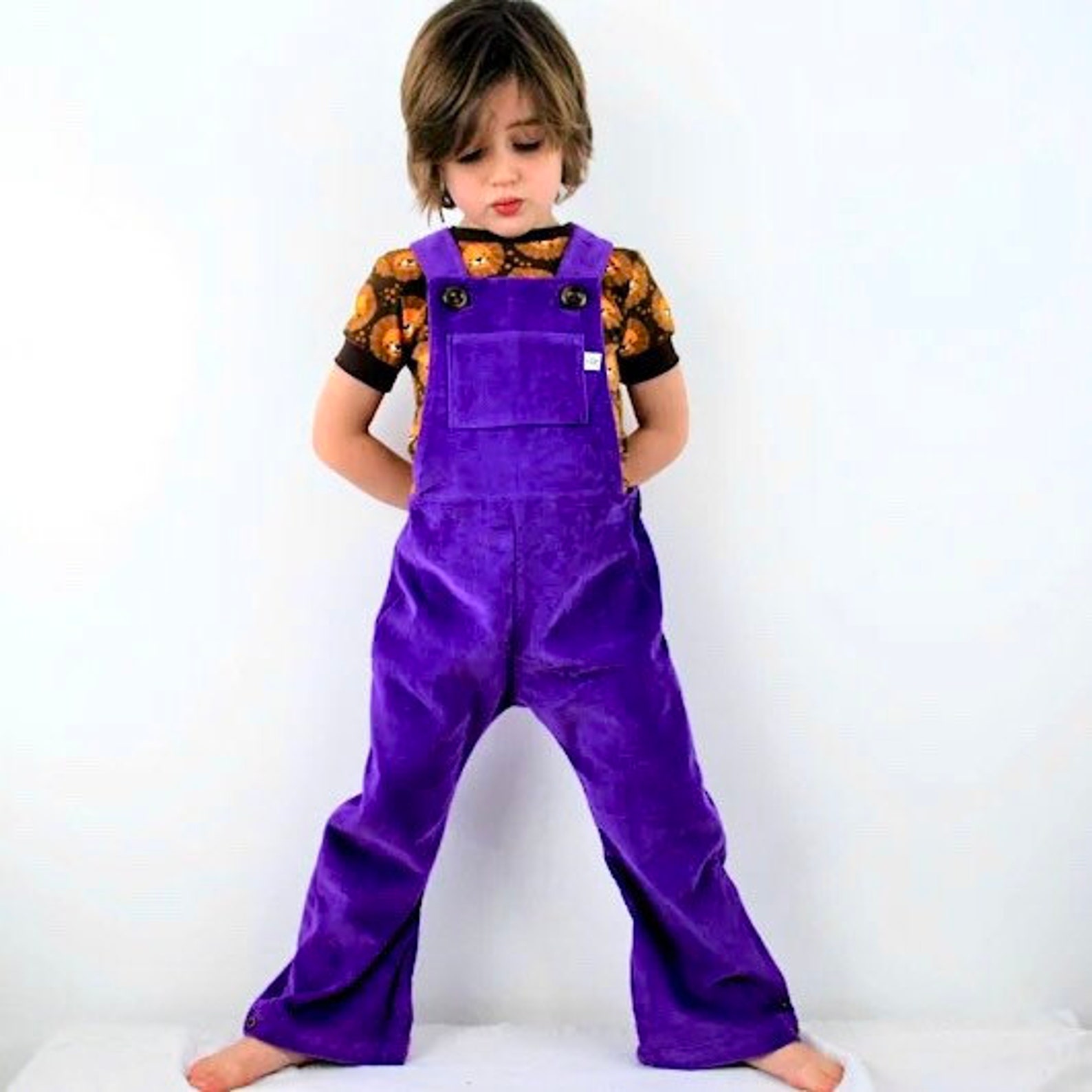 Purple Childrens overalls Kids dungarees romper Cotton Etsy