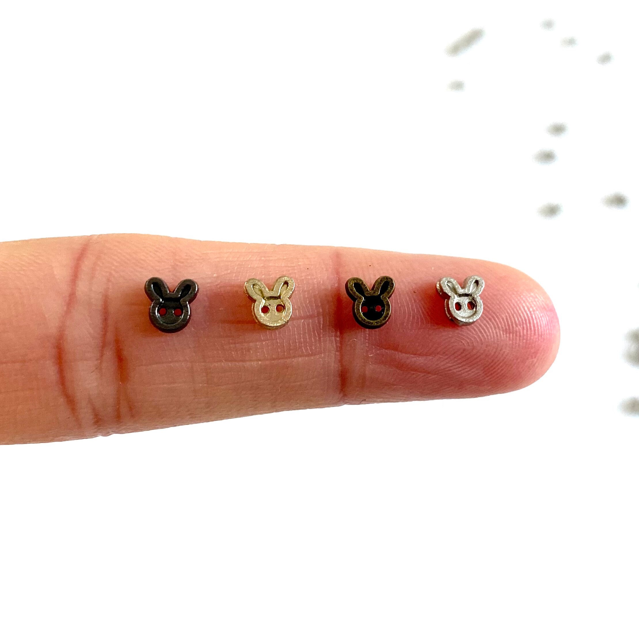 4mm Mini bunny Rabbit buttons 10pcs Tiny metal buttons Mini buttons Doll miniatures Doll clothes DIY