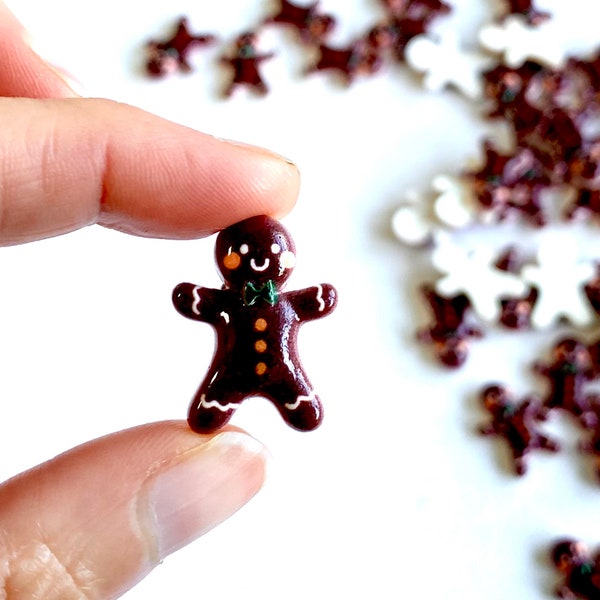 Miniature Gingerbread men 18x23mm Flat back resin cabochon figurines Christmas craft