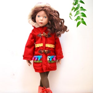 Doll coat sewing pattern Coat 18” doll duffle coat instant DIGITAL Download sewing PDF digital download gift for doll collector girl