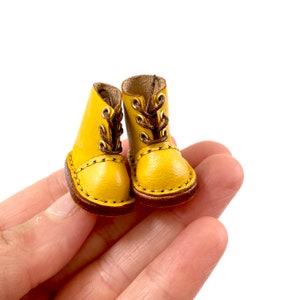 Miniature Doll Boots Lace up Leather Blythe Doll Shoes 1/6 Scale Shoes ...