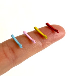 Doll hair clips 2pcs Mini Hairpins 10mm tiny Bobby pins Multicoloured BJD doll hairgrips