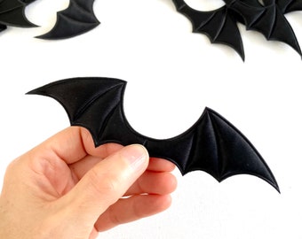 Leather Fabric Demon Bat Wings Padded Appliques Hair Clip Decoration Patch 