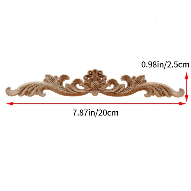 4pcs Wood Appliques and Onlays, Unpainted DIY Decorative Wood Carved