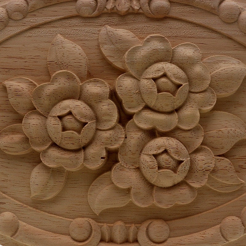 Flower Carving Natural Wood Appliques for Furniture Etsy