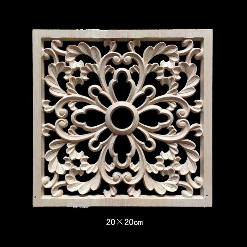 20cm Vintage Wood Carved Decal Corner Onlay Applique Frame Etsy