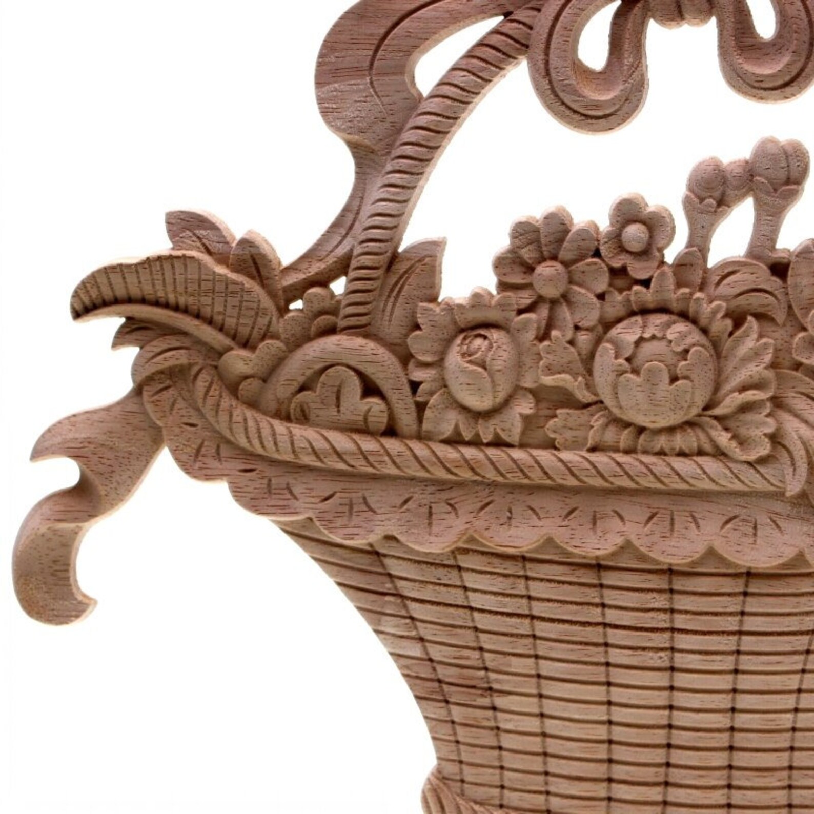 Solid Wood Applique Rose Carving Flower Basket European Style Etsy