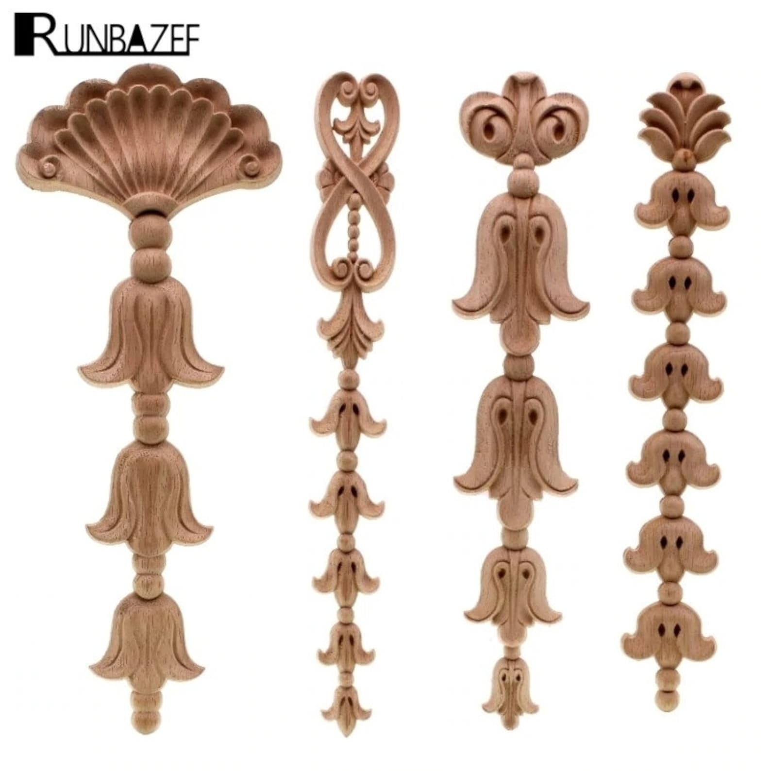 Vintage Unpainted Wood Carved Decal Corner Applique Frame for Home