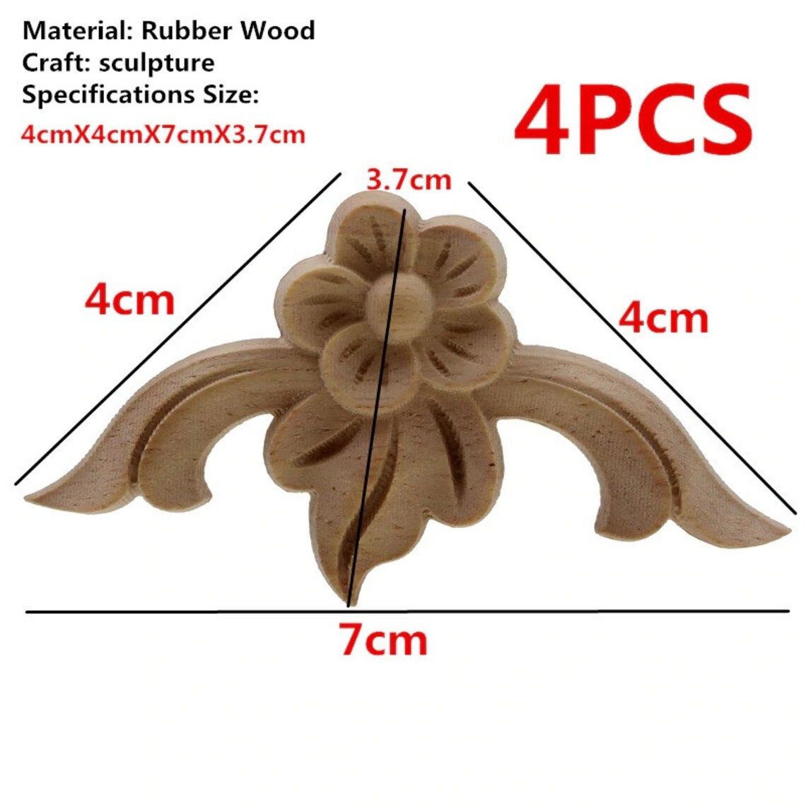 Rose Flower Carving Natural Wood Appliques for Furniture Etsy