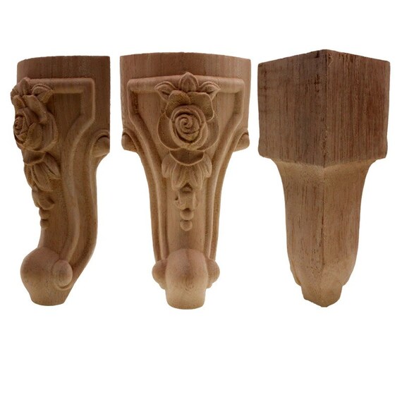 Furniture Legs Floral Wood Carved Decal Corner Appliques Frame