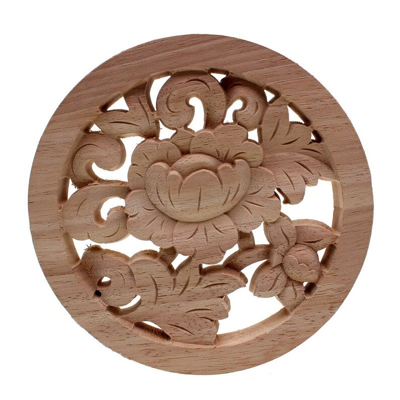 DIY Round European Woodcarving Decal Home Decorative Wood Appliq