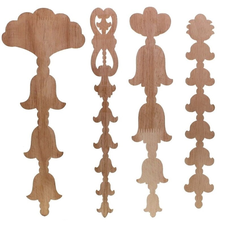 Vintage Unpainted Wood Carved Decal Corner Applique Frame for Home Furniture Wall Door