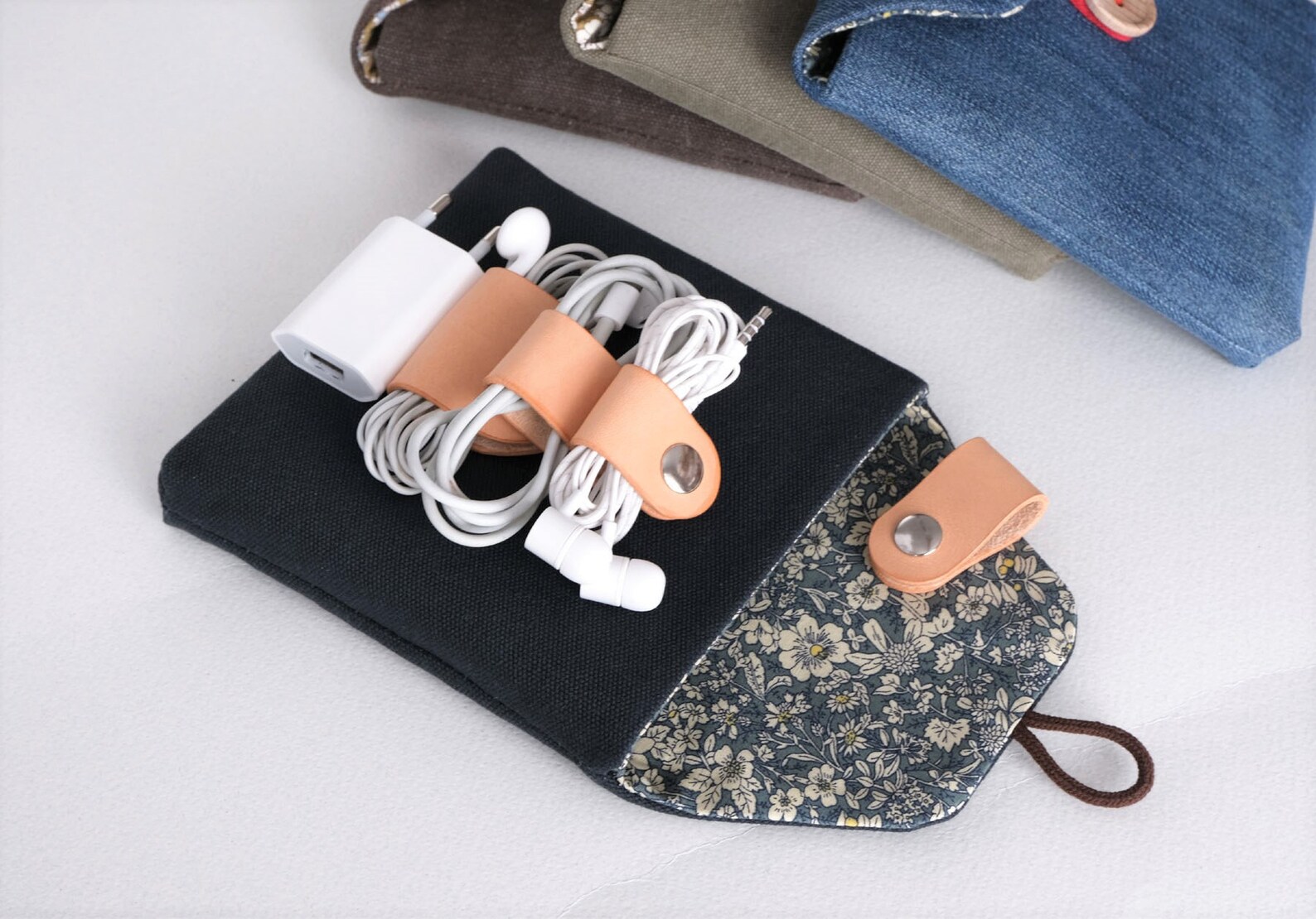 Charger Case/cable Organizer 4 Cord Holders Etsy