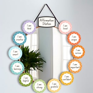 Affirmation Station Positive Affirmations for Kids Printable for Classroom Clinic Mirror Door Bulletin Board Wall Decor
