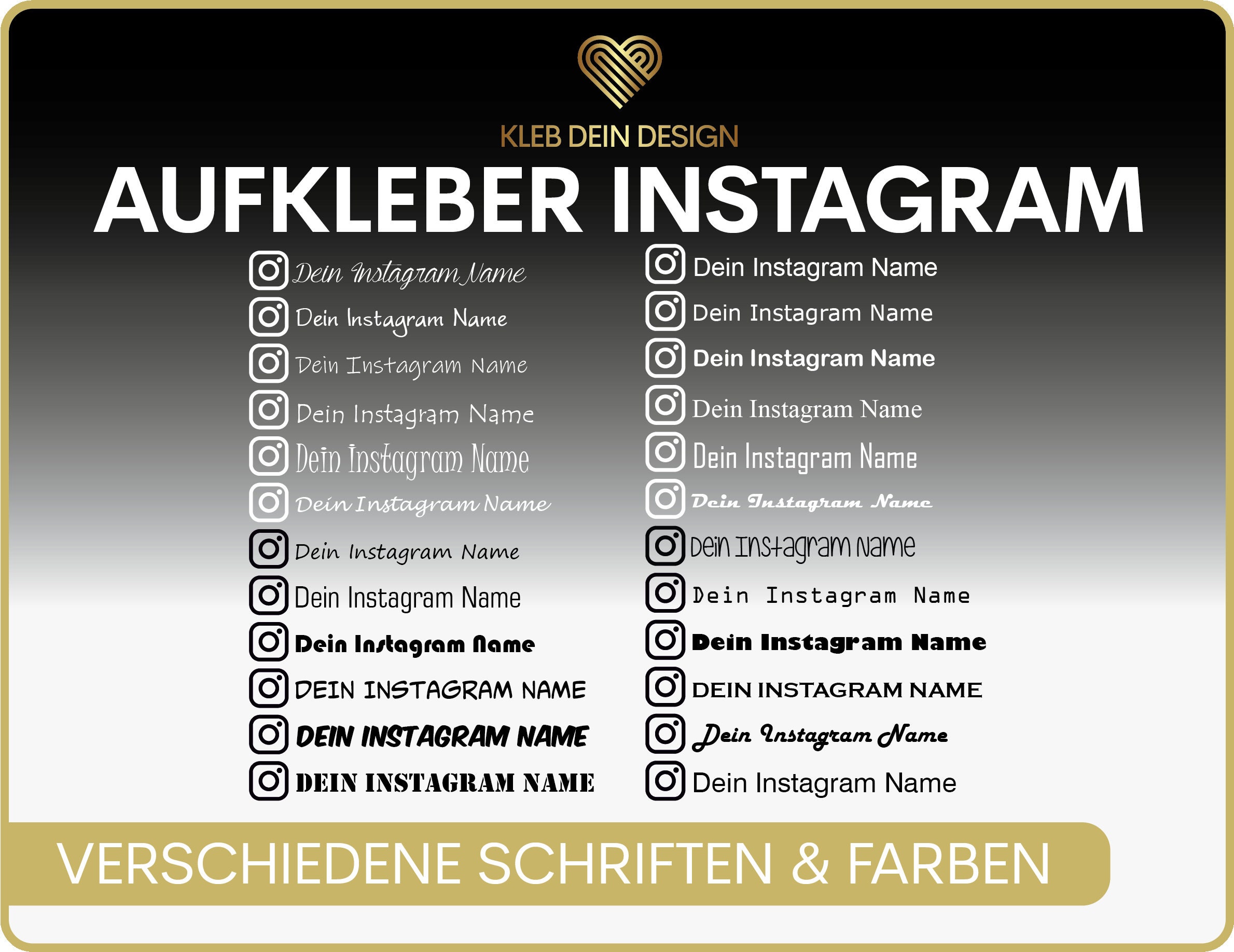 Instagram Auto Aufkleber, WÄHLE DEINE SCHRIFTART, Ig Sticker Name, Vinyl  Optionen Holographic, Chrome, Glitter, Regenbogen Kostenloser Versand -  .de
