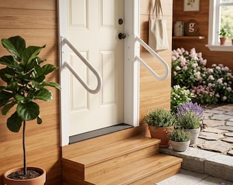 The 18" Hold-Tight frame-mounted handrail is the perfect choice for 1-2 story garage/patio stairs or indoor staircases.