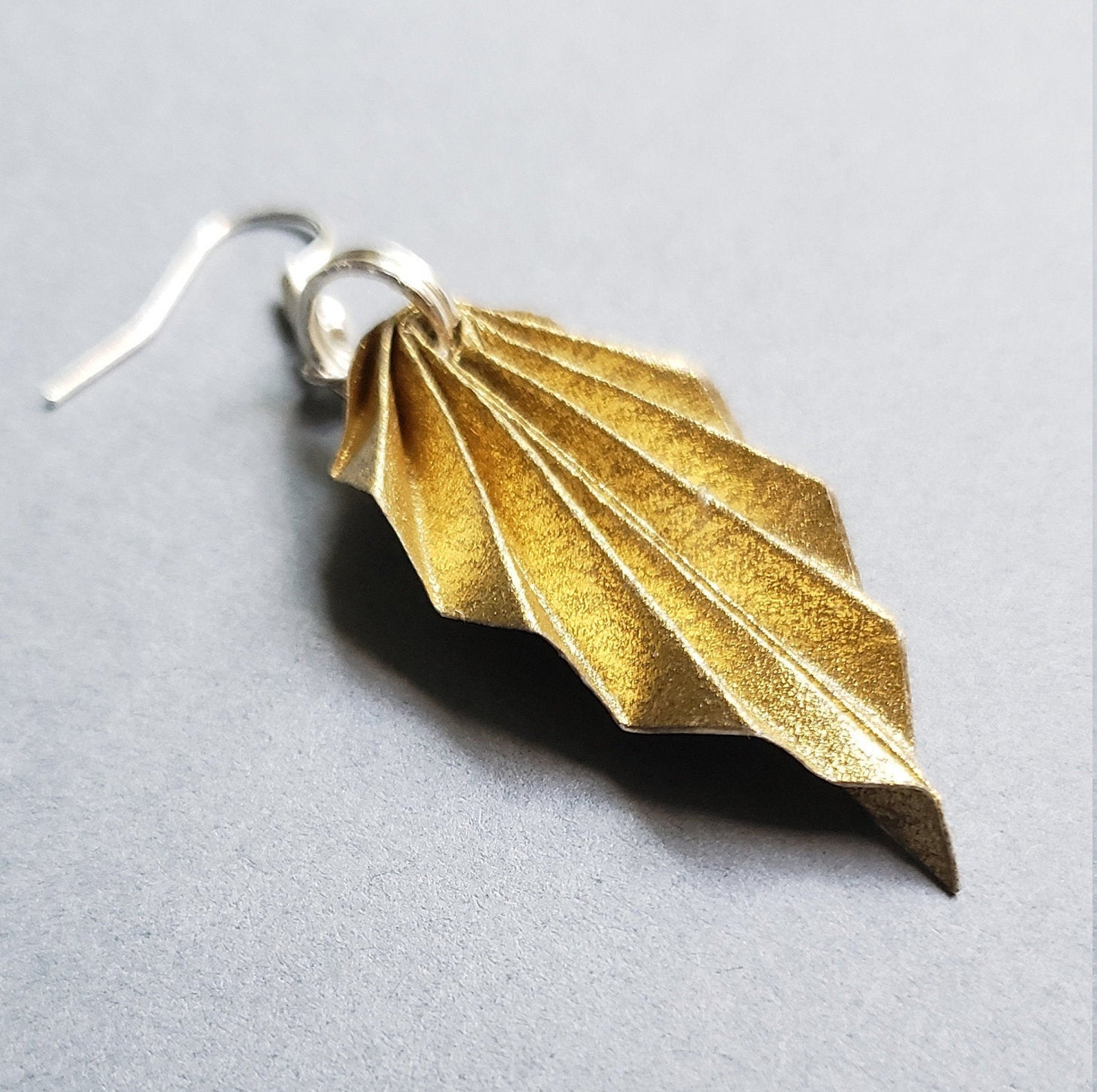 Origami Handmade Gold Leaf Earrings Etsy