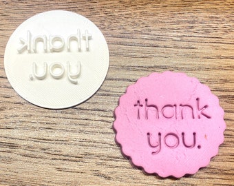 Thank You Cookie Stamp / Thank You Cupcake Topper Stamp / Fondant Embosser Stamp / Cookie Cutter / Polymer Clay