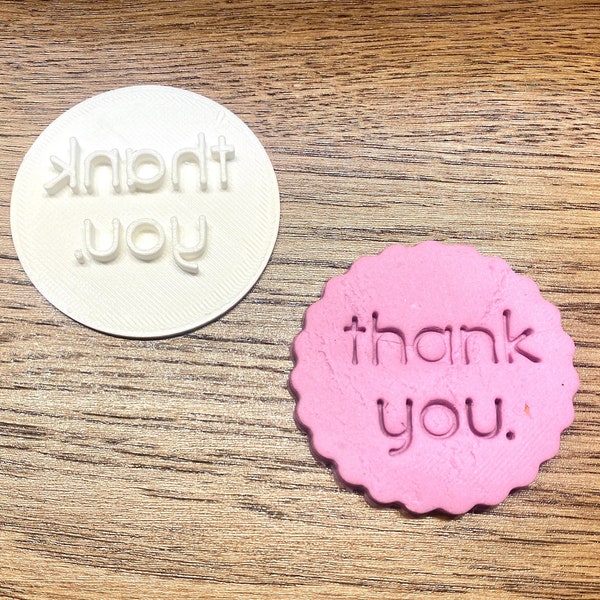 Thank You Cookie Stamp / Thank You Cupcake Topper Stamp / Fondant Embosser Stamp / Cookie Cutter / Polymer Clay