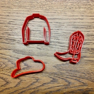 Cowboy Cookie Cutter Set / Cowboy Boot Hat / Denim Jacket Cookie Cutter / Cowgirl Bachelorette Cookie Cutter Set / Fondant / Clay / Party