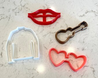 Country Pop Star Themed Cookie Cutters / Heart Sunglasses Cookies