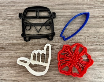 Beach Cookie Cutter Set / Surfer Cookie Cutters