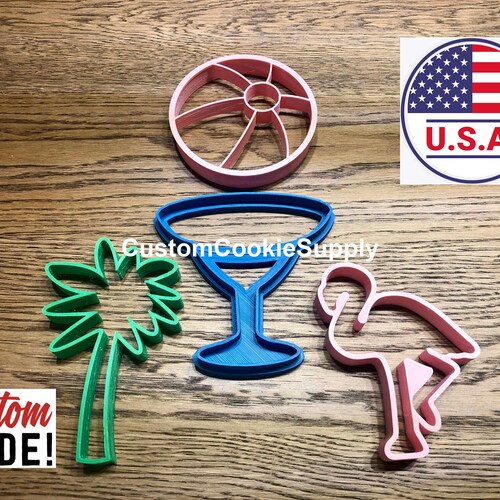 5 Palm Tree With Flamingo Cookie Cutter Set Beach Etsy