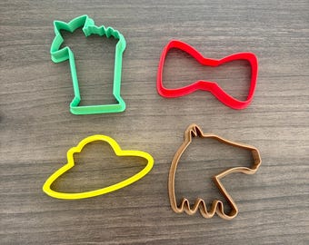 Kentucky Derby Cookie Cutter Set | Horse Head Mint Julep Derby Hat Bow Tie | Fondant Polymer Clay Birthday