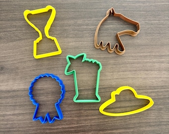 Kentucky Derby Cookie Cutter Set | Mint Julep Derby Hat Horse Head Trophy | Fondant Clay Equestrian Party