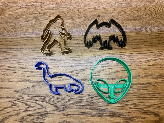 Cryptid Creatures Cookie Cutter Set / Bigfoot Sasquatch / Mothman / Loch Ness Monster / Alien Cookie Cutter
