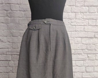 Vintage 80s 90s Grey High Waisted Skirt // Trouser-Style