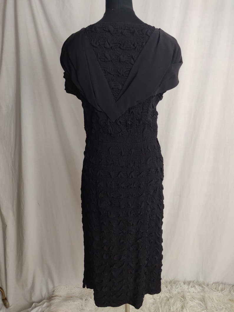 Vintage 40s Arnold-Fox Black Dress // Textured Pencil Dress image 9
