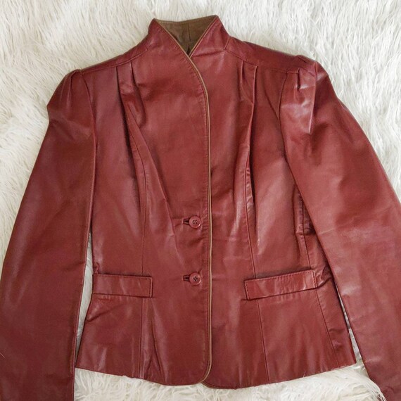 Vintage Maroon Leather Jacket // Bernard's 80s 90s