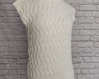 Handmade White Sleeveless Top // Soft Knit Crochet Stretchy