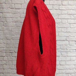 Vintage Red 80s Sweater Vest with Metallic Buttons image 3