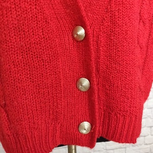 Vintage Red 80s Sweater Vest with Metallic Buttons image 2