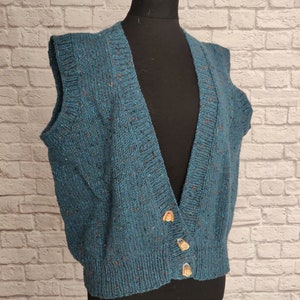 Vintage 80s Grandma Sweater Vest // Blue with cute buttons image 1