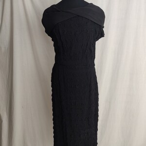 Vintage 40s Arnold-Fox Black Dress // Textured Pencil Dress