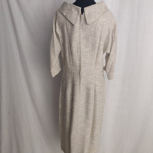 Vintage 60s Secretary Wiggle Dress // Beige Batwing Sleeve image 5