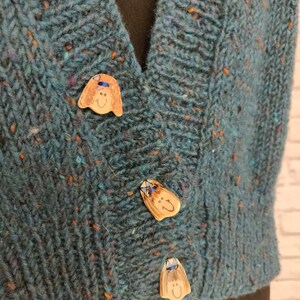 Vintage 80s Grandma Sweater Vest // Blue with cute buttons image 2