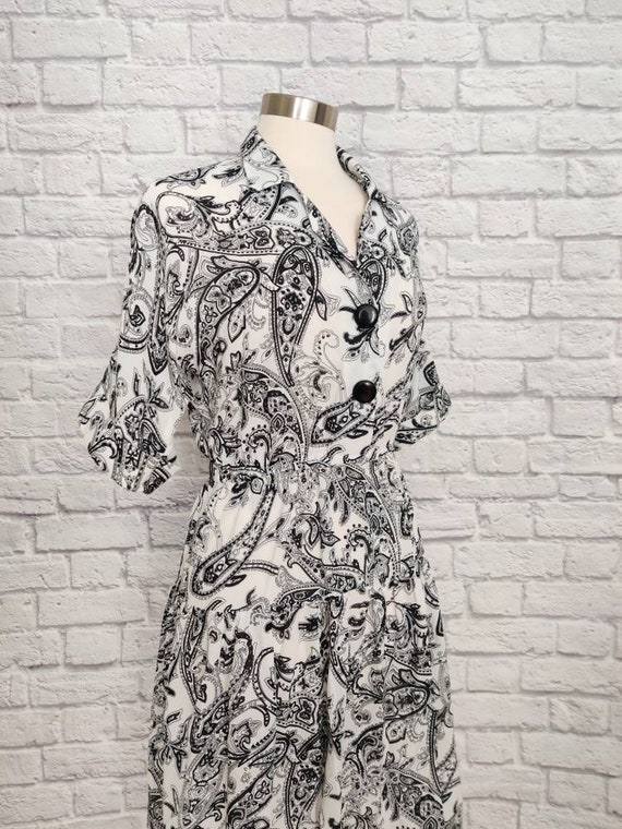 Vintage 70s/80s Roe Frocks Paisley A Line Dress /… - image 3