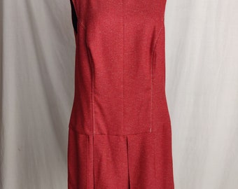 Vintage 60s-Style Drop Waist Pleated Skirt Dress // Red Homemade Dress