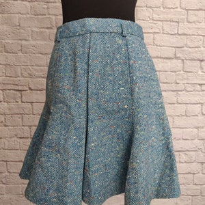 Vintage 70s Bobbie Brooks Wool Skirt // Blue Flared Mini Skirt High Waisted image 1