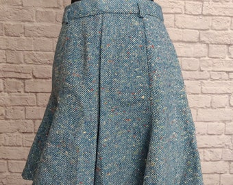 Vintage 70s Bobbie Brooks Wool Skirt // Blue Flared Mini Skirt High Waisted