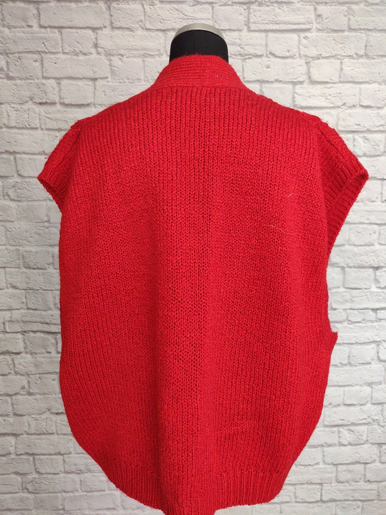 Vintage Red 80s Sweater Vest with Metallic Buttons image 4