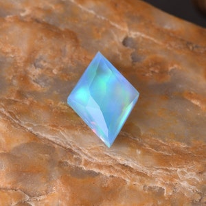 Size_12x18mm Diamond Shape Aurora Opal Sky, Diamond Cut Doublet Gemstone, Natural Quartz Loose Opal for Jewelry Making, Flaxy Sky Opal.