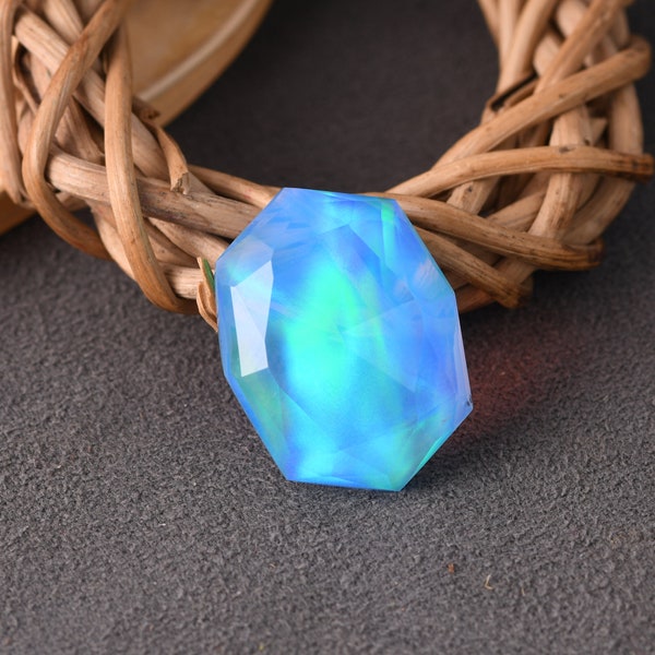 19x25mm Elongated Octagon Aurora Opal Sky, Doublet Loose Rose Cut Opal Gemstone, Rare Aurora Opal For Ring, Earring, Pendent, Necklace.