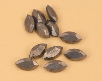 Naturlig pyrit 5 x 10 mm markis fasetterad lös ädelsten för smyckestillverkning, kalibrerad sten redo för ring, örhängen, hängen och halsband