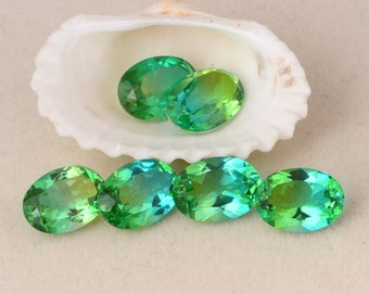 Bio Chrome Diopside Doublet Quartz, Vacker Oval Form Facettslipad Lös Ädelsten, Flerfärgad Ädelsten Redo för Smyckestillverkning